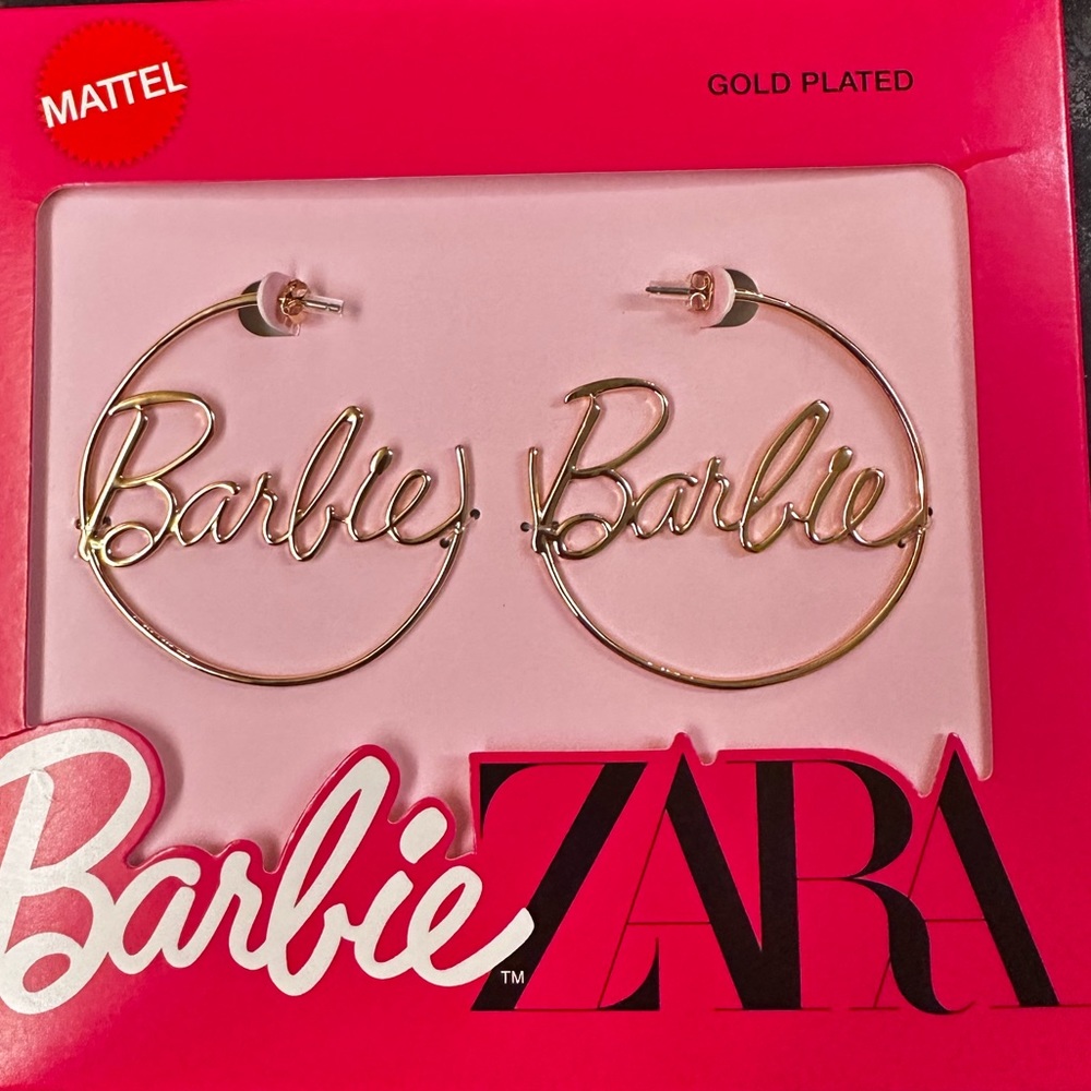 Zara X The Barbie movie collection GOLD PLATED HOOP EARRINGS - NEW